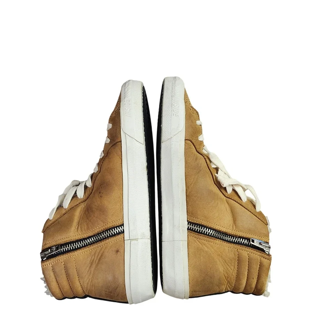 Golden Goose Slide Tan Suede Shearling Lined High Top Sneakers Silver Star 37